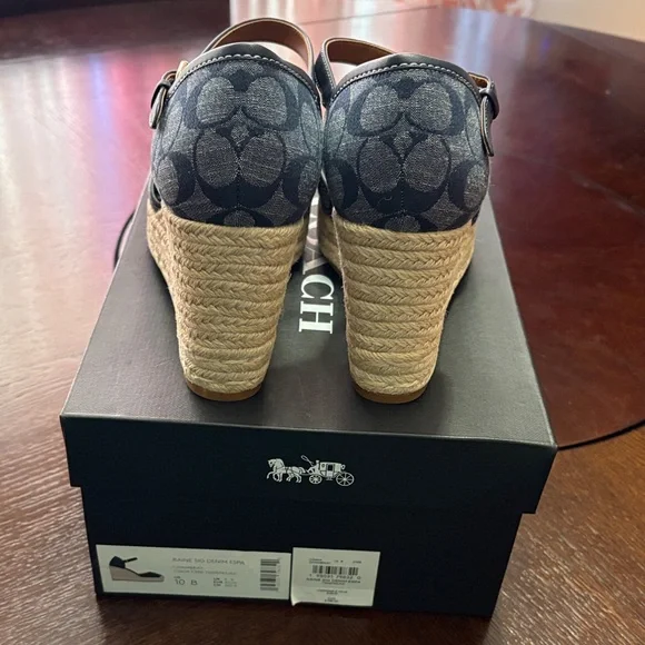 Coach Navy Espadrille Wedge Sandals - Picture 3 of 5